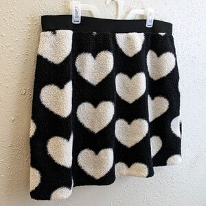 Plus Geometric Print Heart Flannelette Skirt